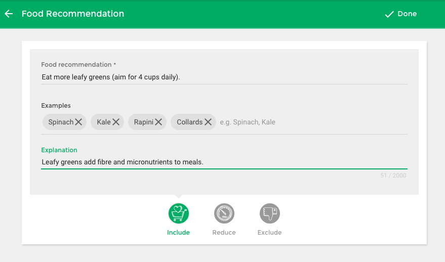 Nutrition reccomendations in Practice Better.