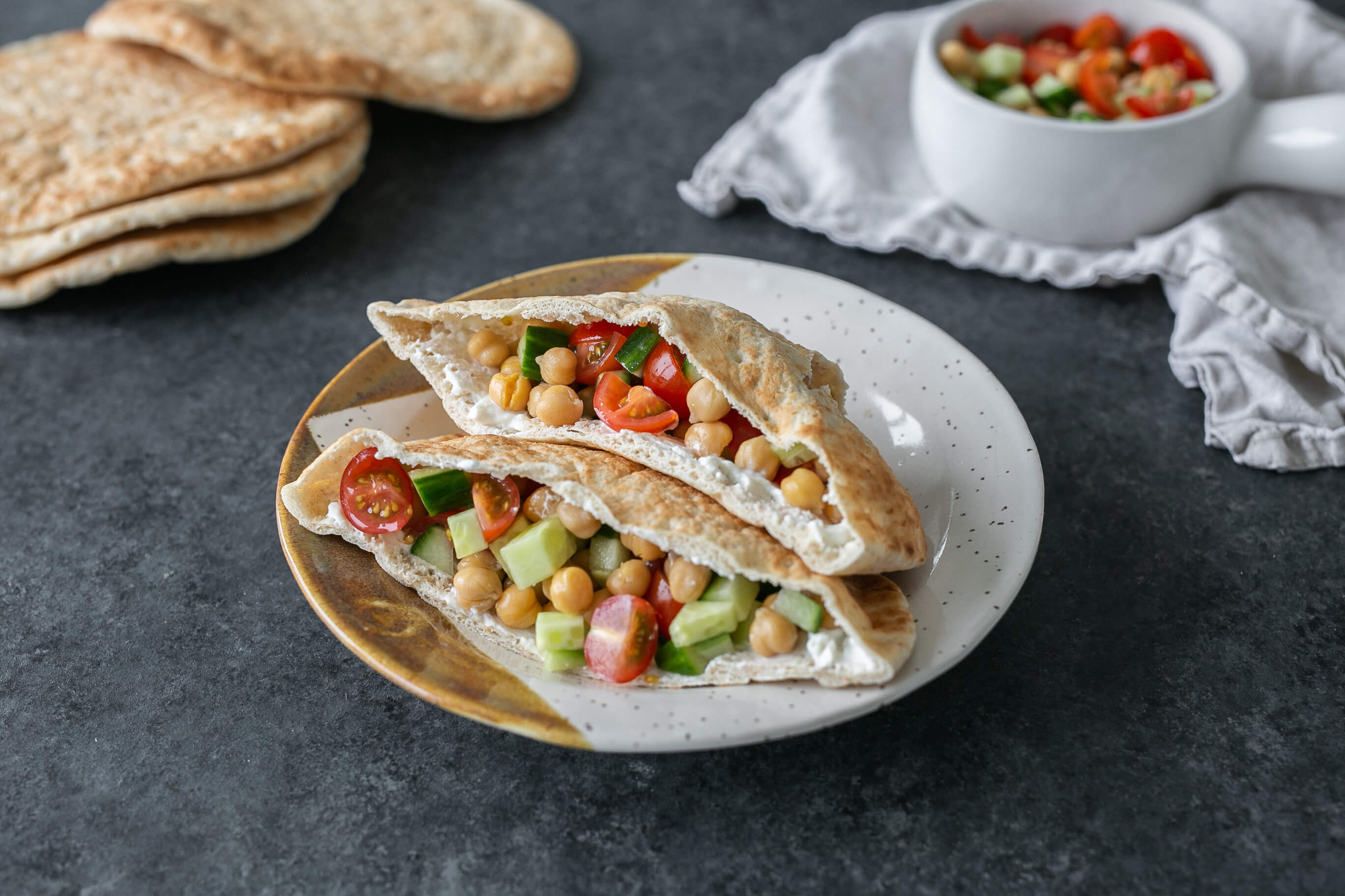 20 Healthy Meals to Help Your Clients Eat Healthy on a Tight Budget: Chopped Salad Pitas