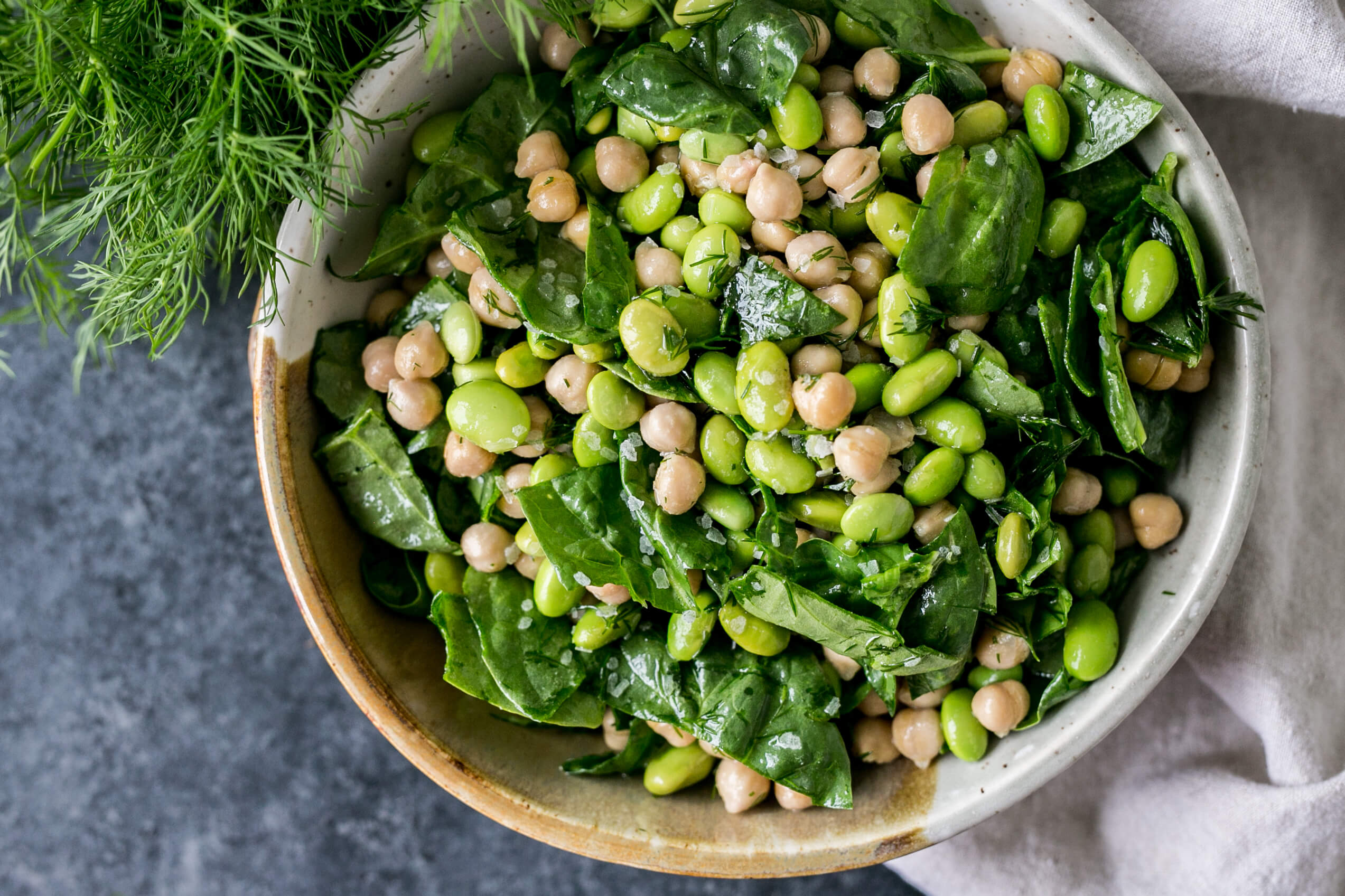 20 Healthy Meals to Help Your Clients Eat Healthy on a Tight Budget: Chickpea Edamame Salad with Lemon & Dill