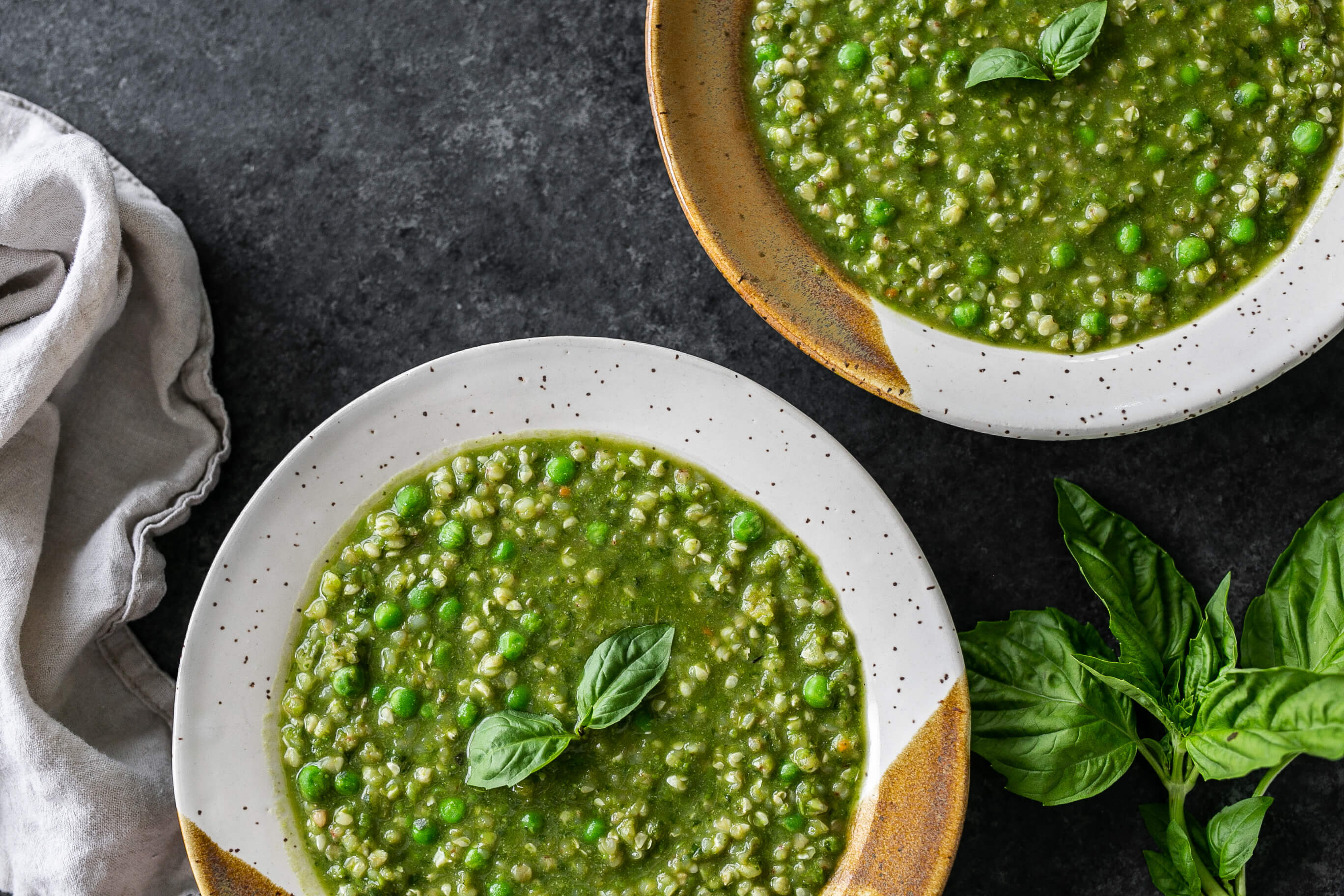 20 High Protein, Plant-Based Meals Your Clients Will Love: Pea & Basil Buckwheat Risotto