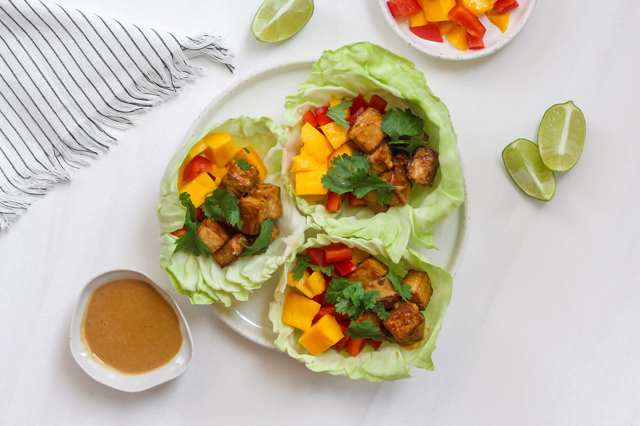 20 High Protein, Plant-Based Meals Your Clients Will Love: Tofu Cabbage Wraps with Peanut Sauce