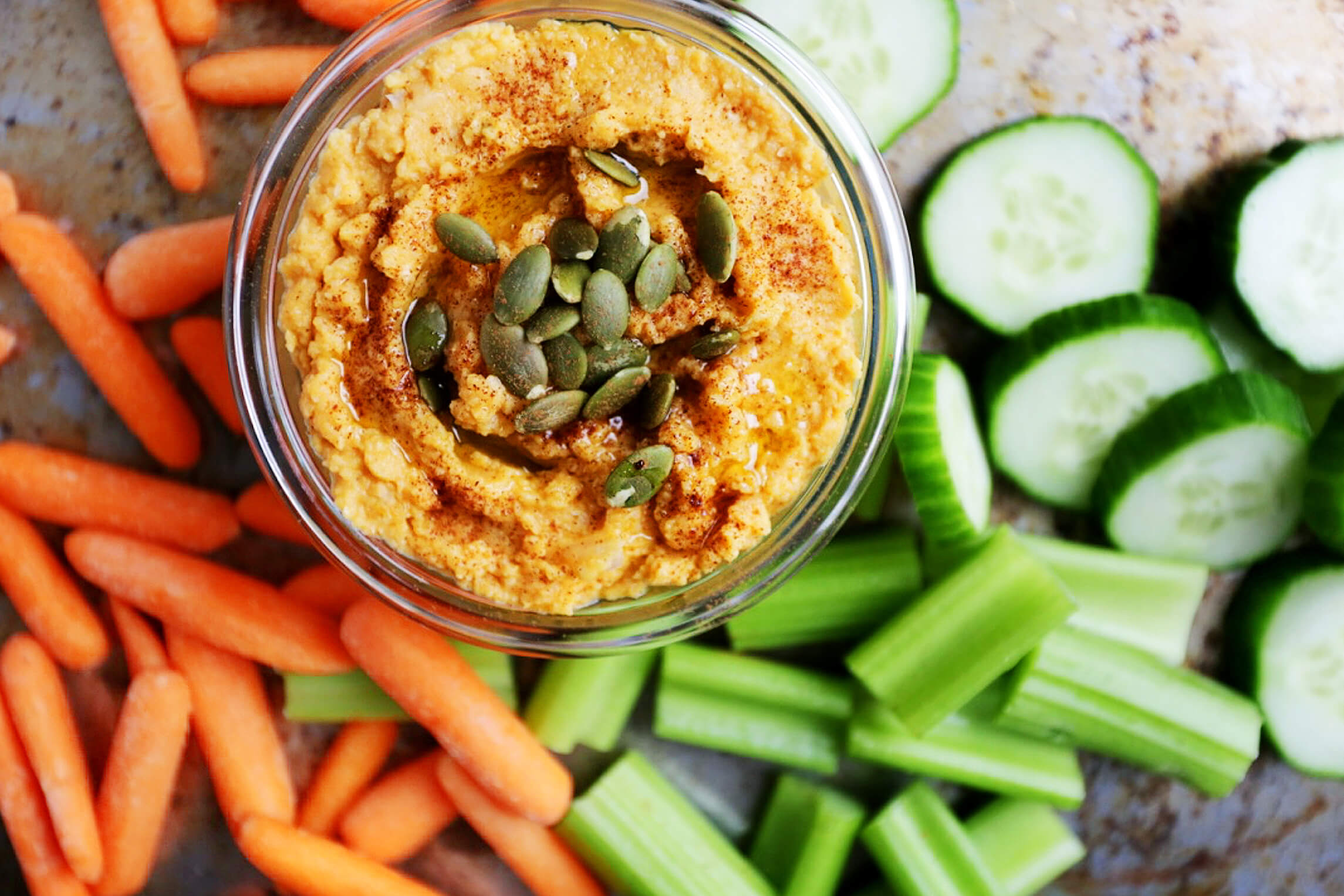 20 Healthy Fall & Thanksgiving Meal Ideas Your Clients Will Love: Pumpkin Hummus