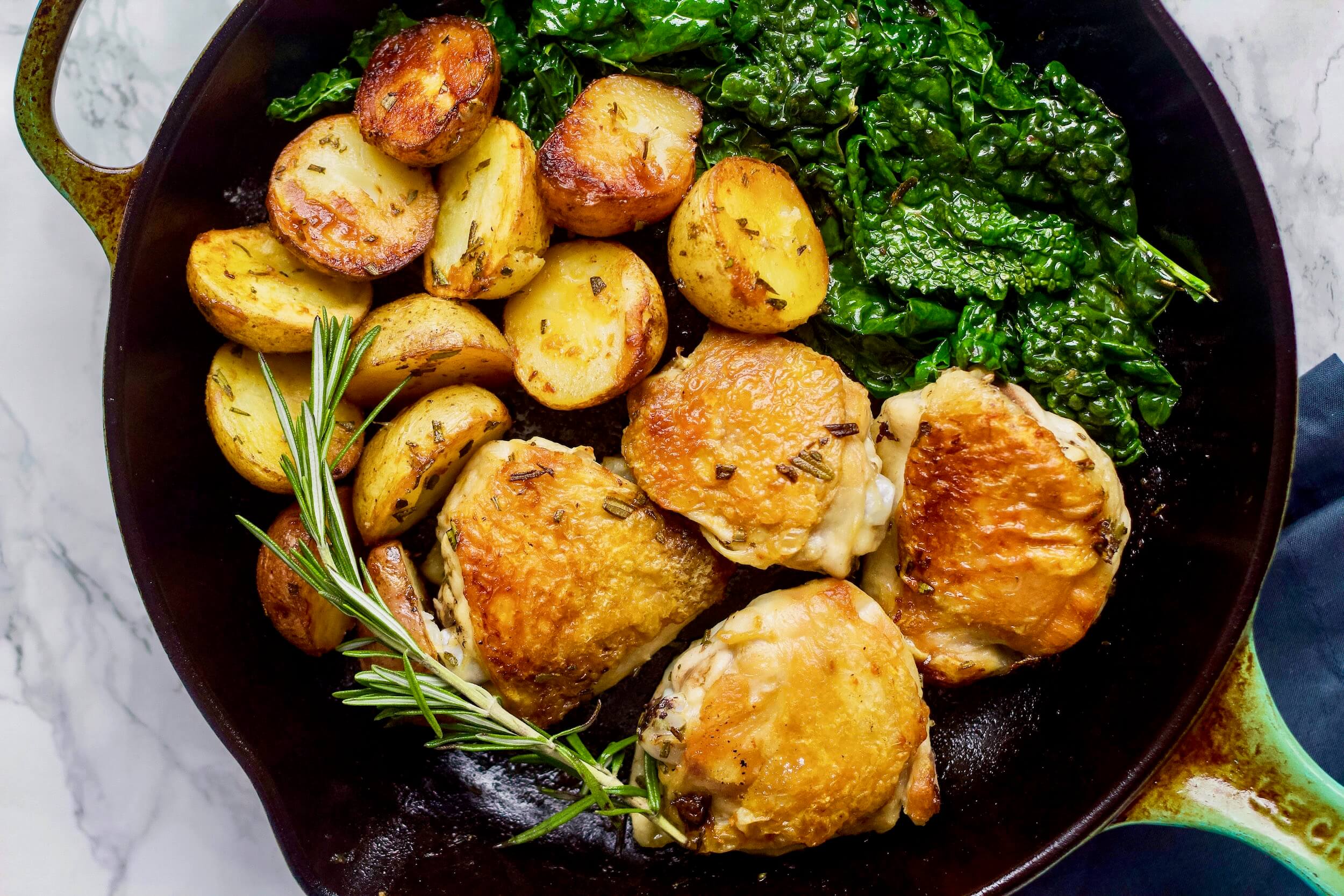 20 Simple Meals to Help Your Clients Hit Their Macros: One Pan Crispy Chicken with Potatoes & Greens
