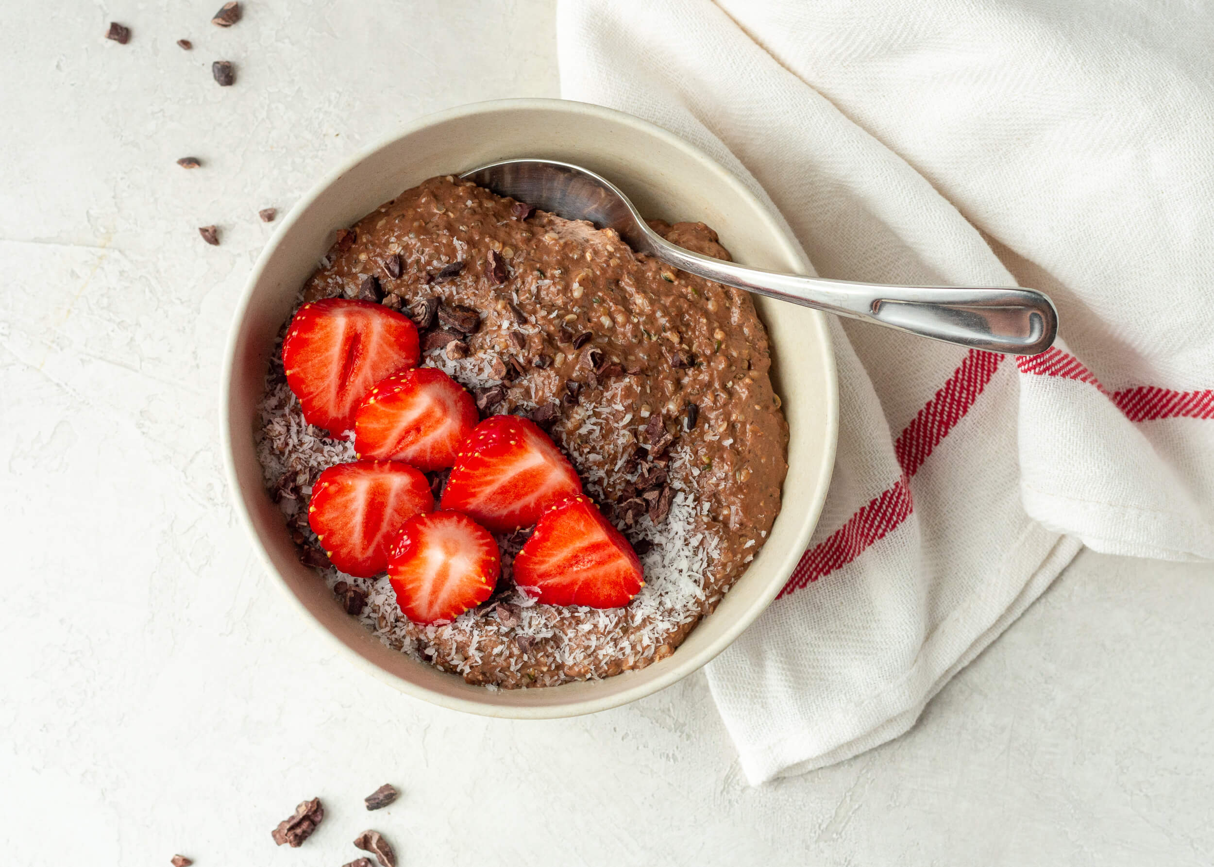 21 Recipe Ideas to Help Manage Your Clients Blood Sugar: Chocolate Almond Hemp Seed Porridge