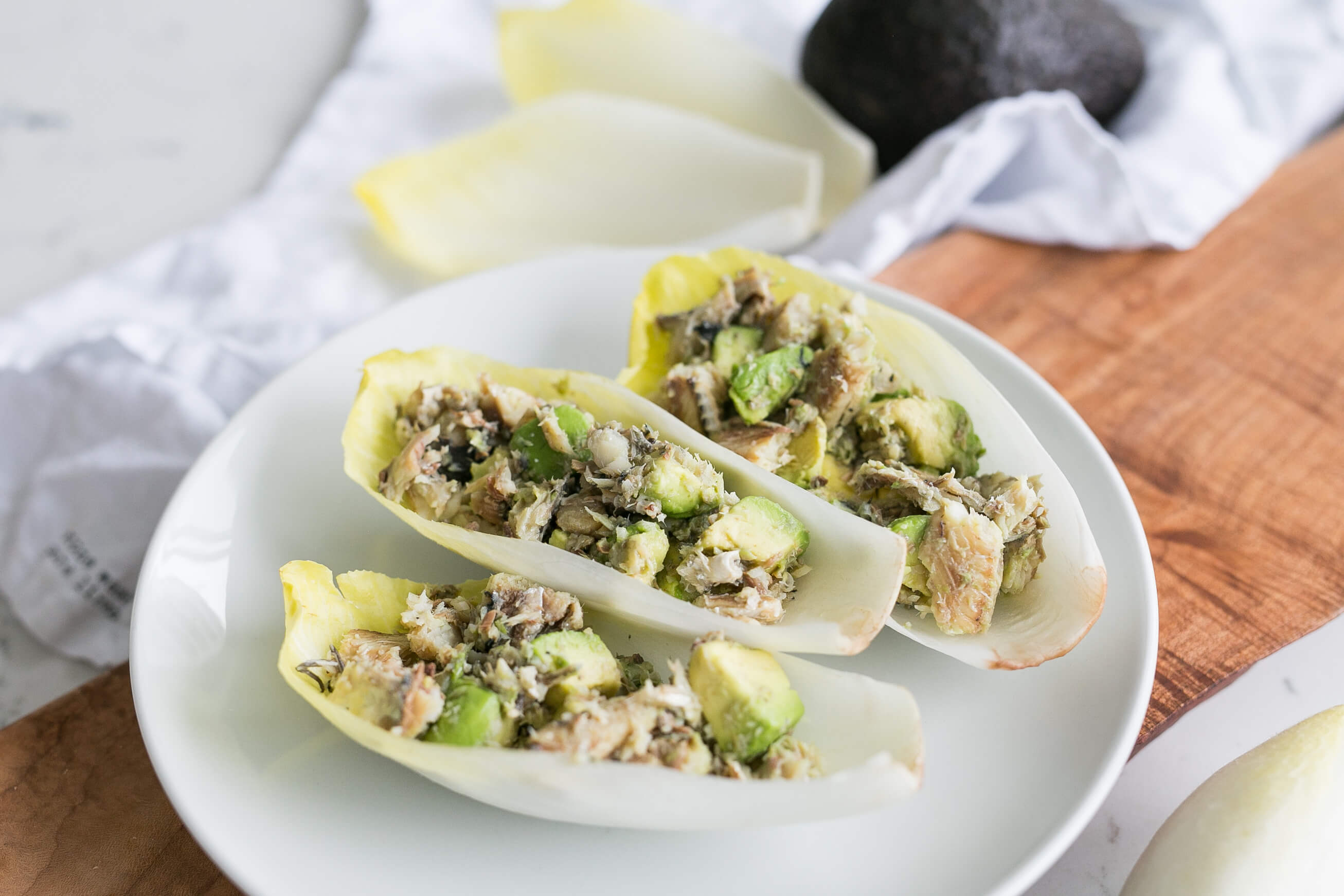 20 Specific Carbohydrate Diet Meals to Help Clients With Inflammatory Bowel Disease:Sardine & Avocado Endive Wraps