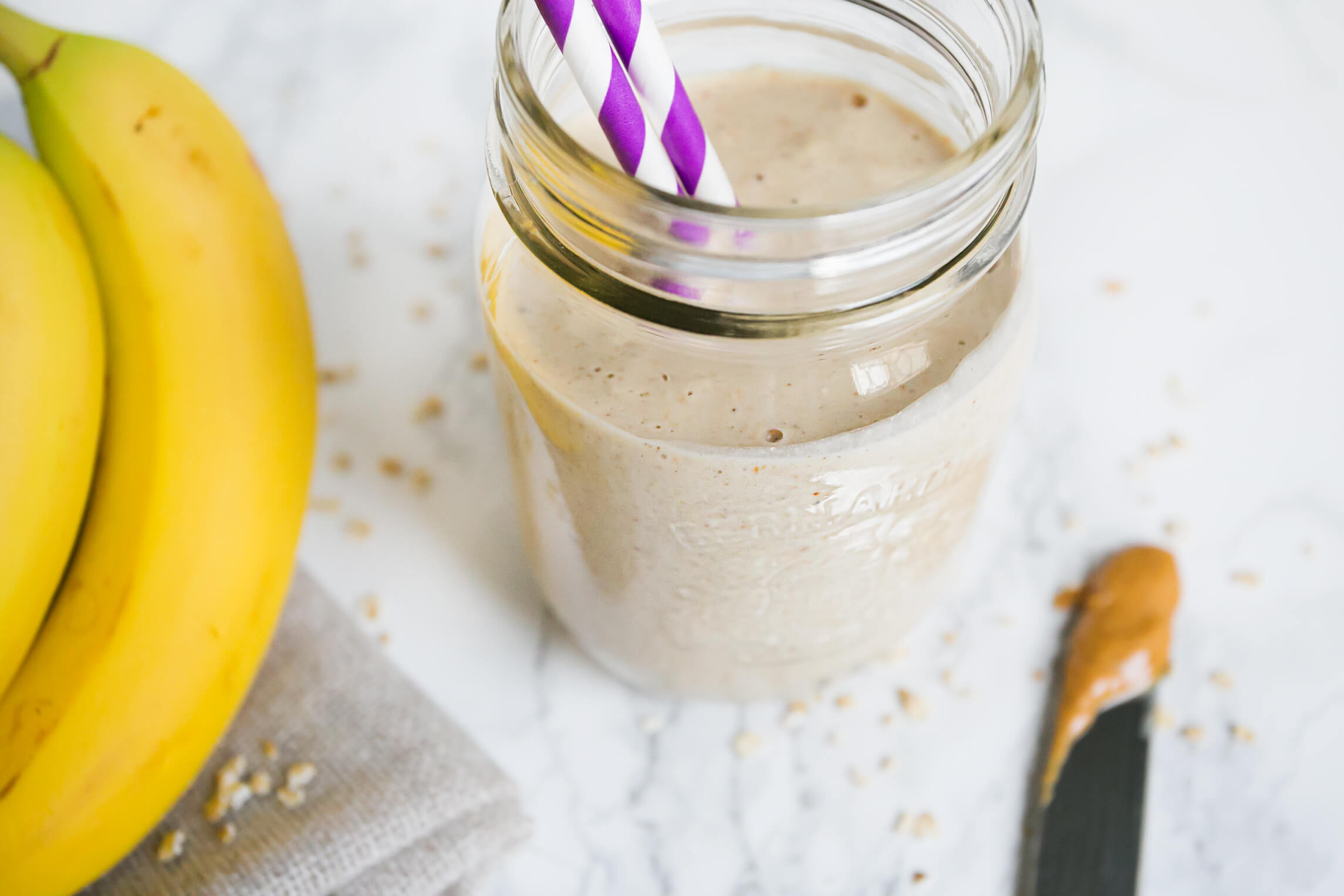 Nutrition Planning for Runners and Triathletes: Peanut Butter Banana Oat Smoothie