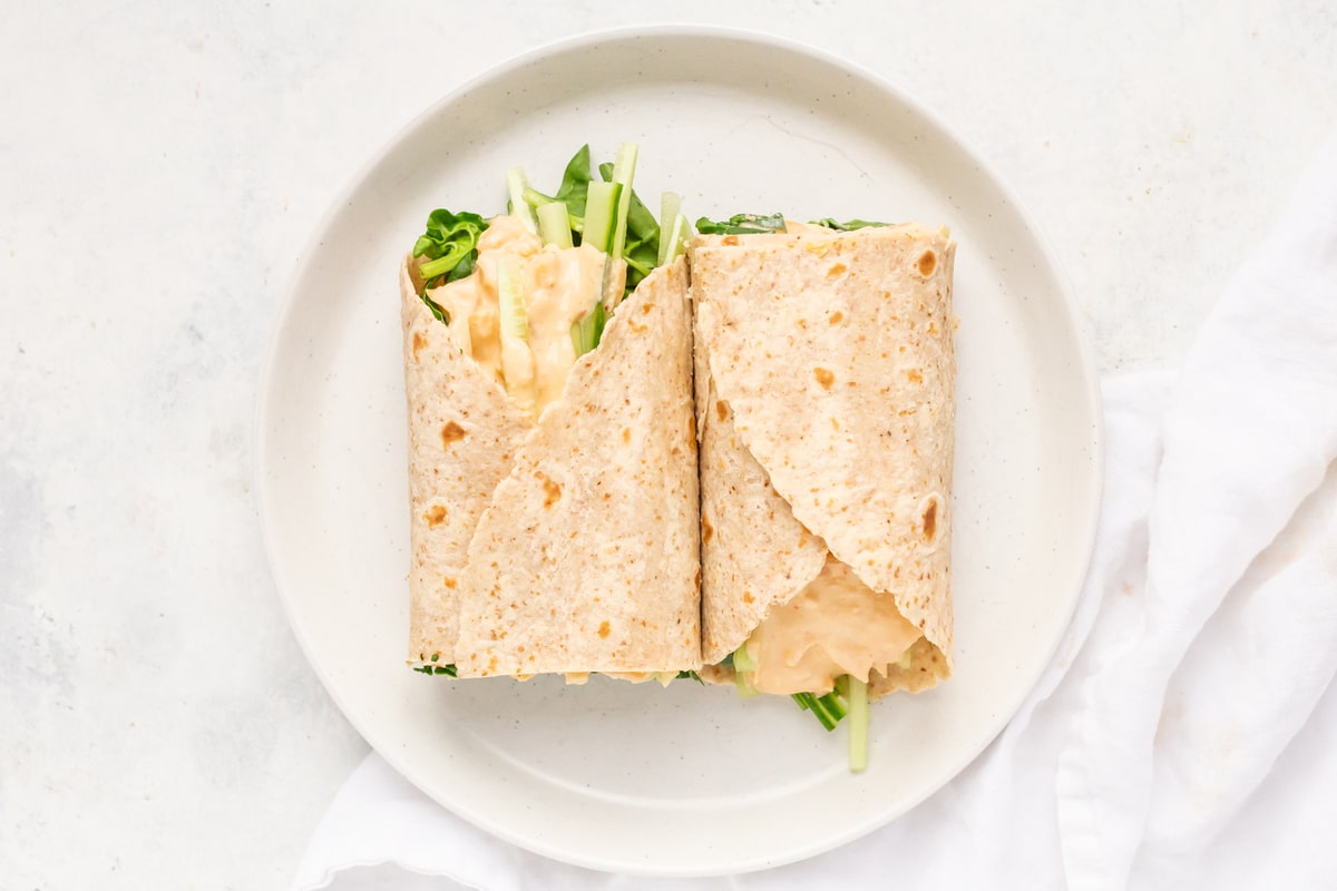 20 Meals Your Postnatal Clients Will Love: Hummus Kimchi Wrap