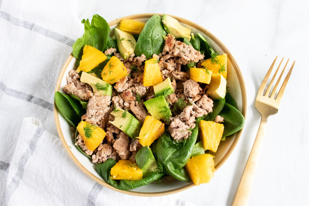 20 Meals to Help Clients Manage Gastroesophageal Reflux Disease (GERD):Turkey, Spinach & Pineapple Bowl