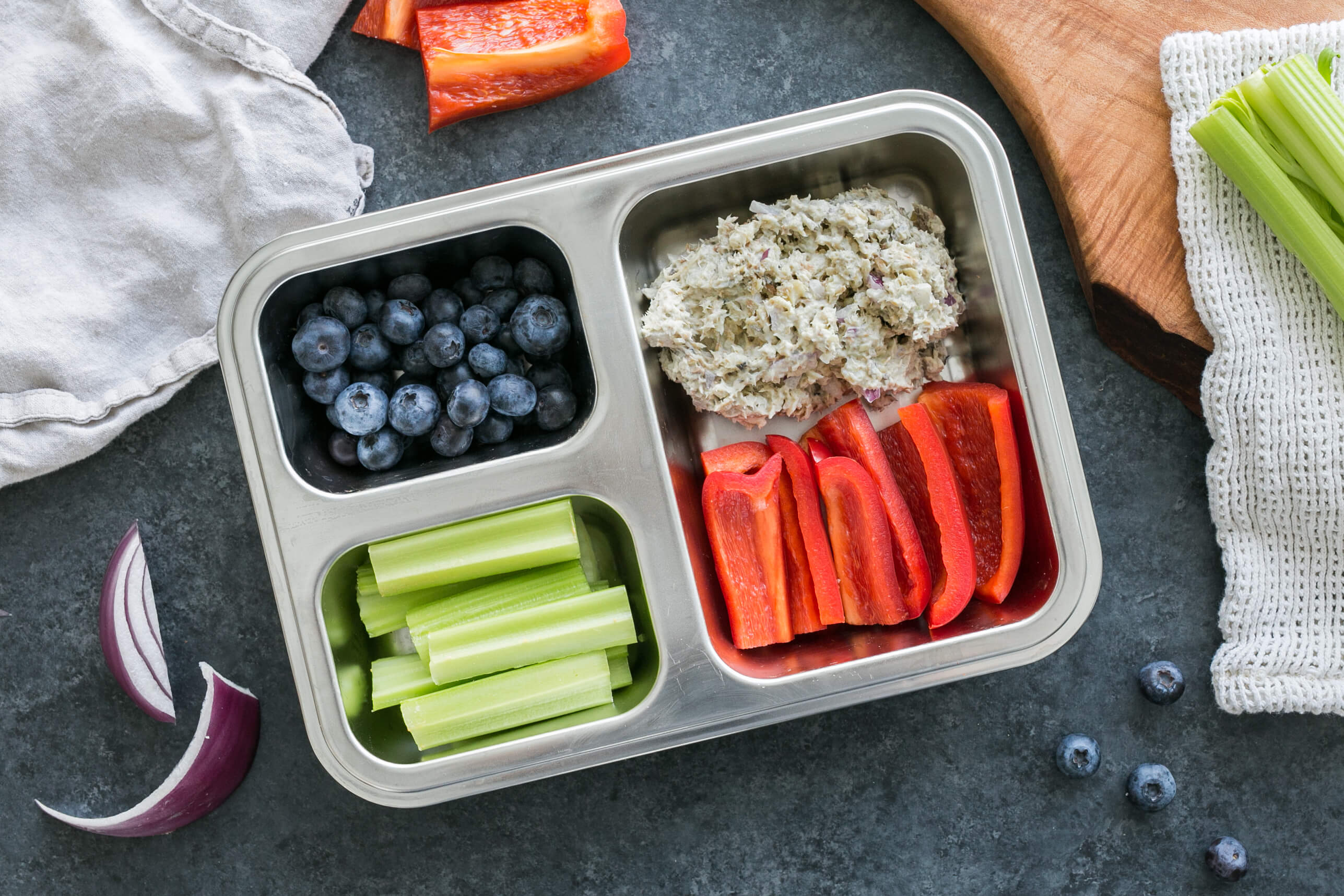 20 Meals Ideas for Kid-Friendly Meal Plans: Sardine Salad with Peppers, Celery & Blueberries