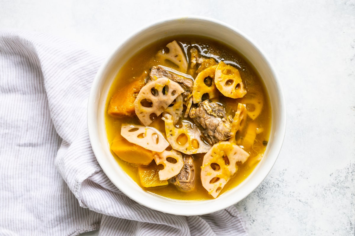 20 Meals Your Postnatal Clients Will Love: Slow Cooker Lotus Root, Pumpkin & Pork Soup
