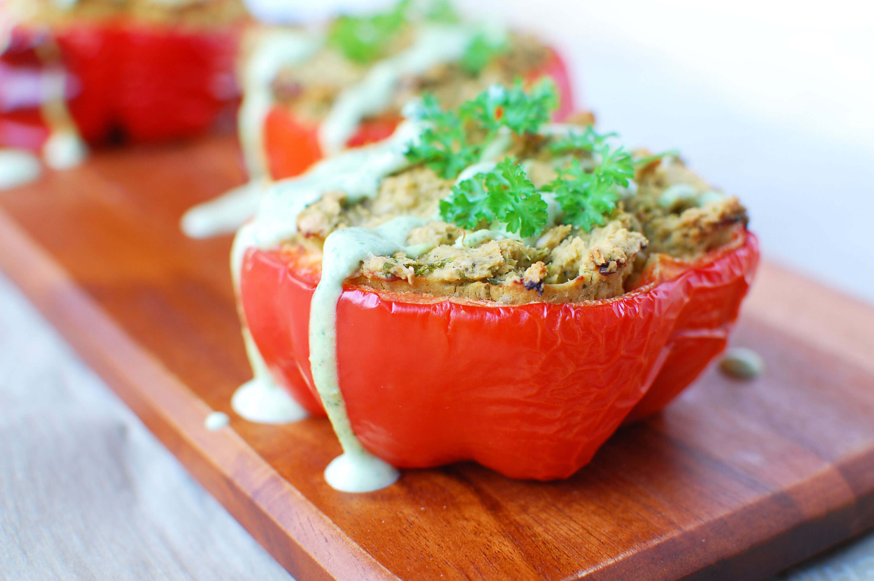 20 Meal Ideas to Help Clients Manage Acne: Falafel Stuffed Peppers