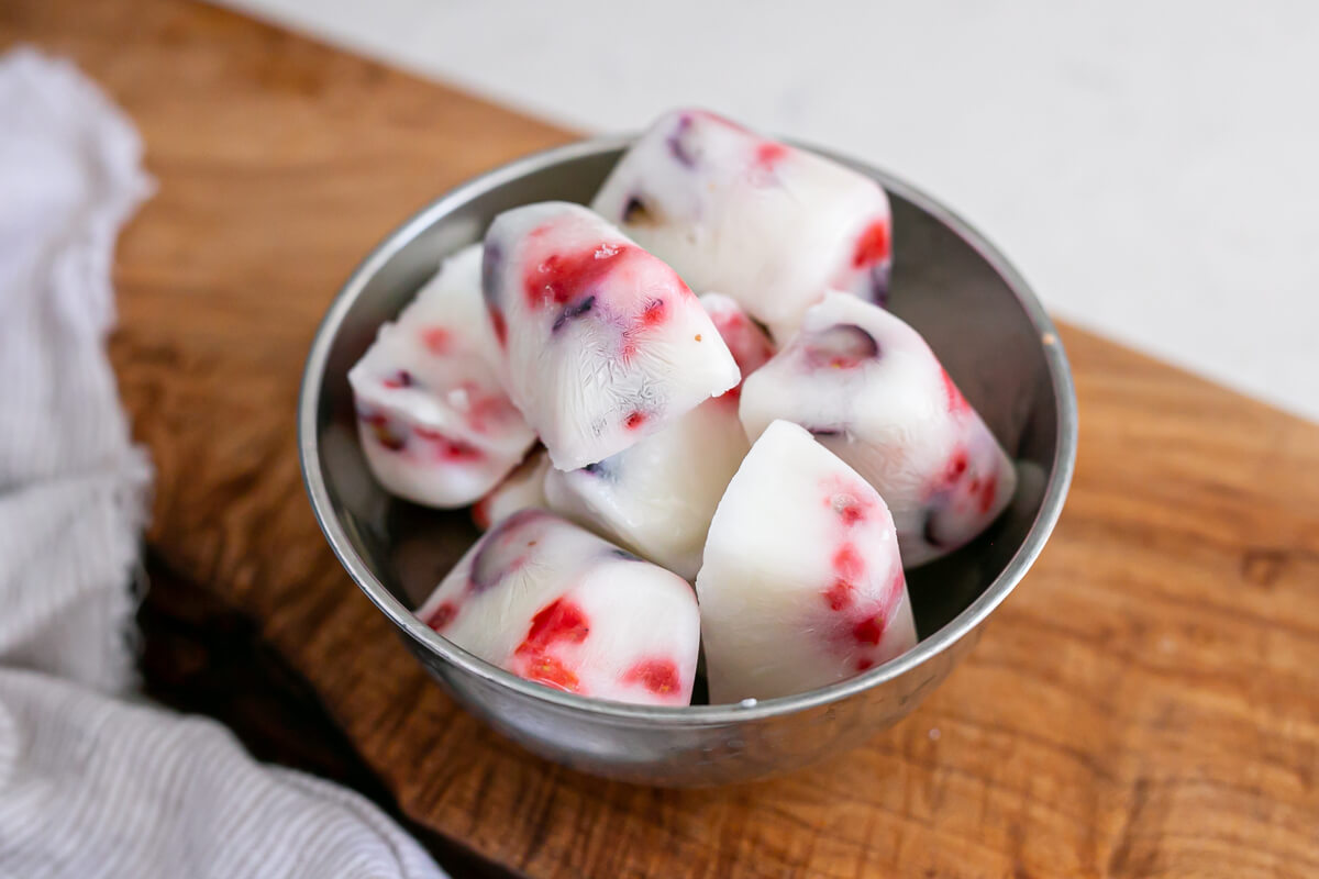 20 Meal Ideas to Help Clients Manage Acne: Frozen Yogurt Bites with Berries