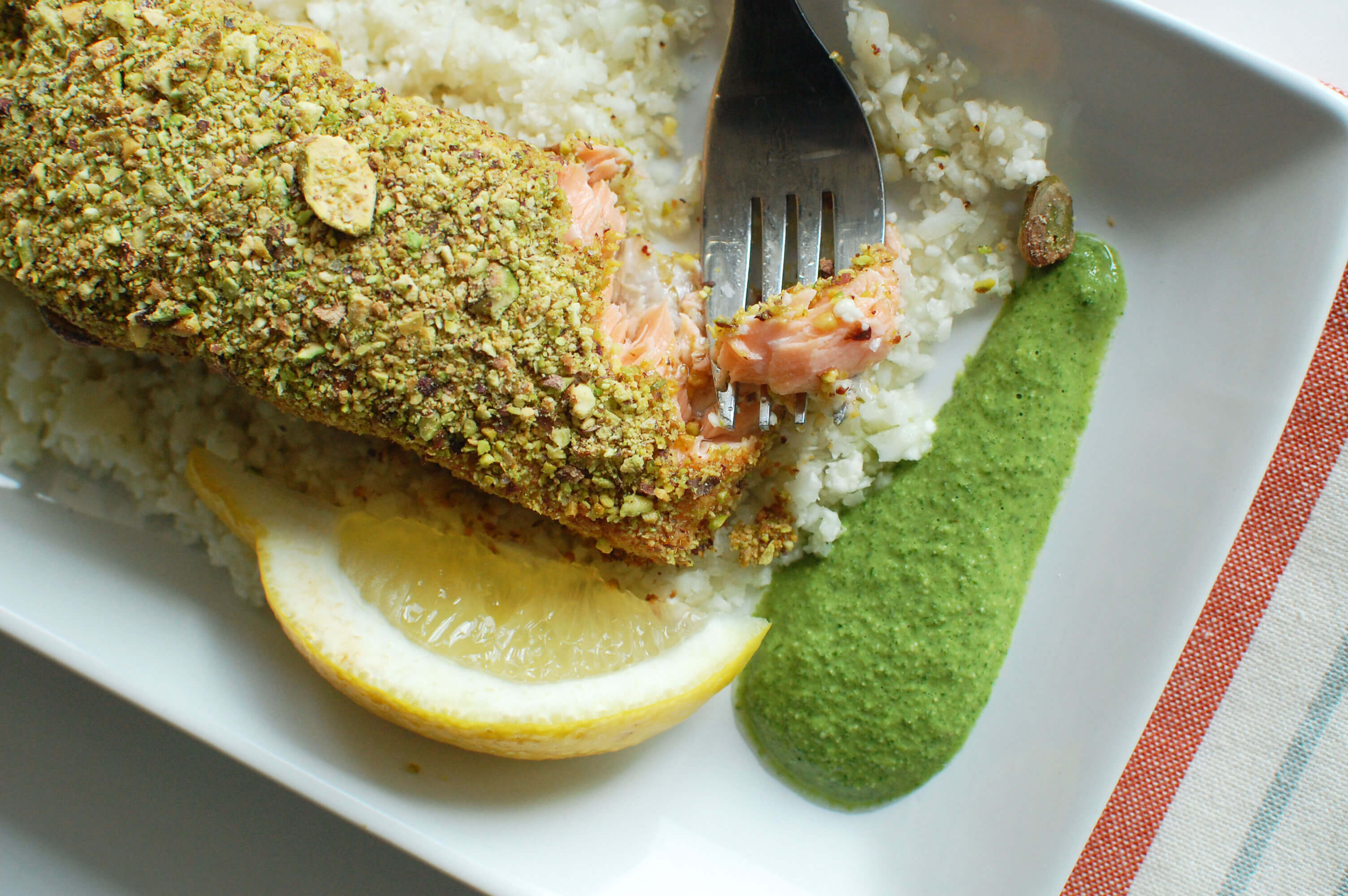 20 Meal Ideas to Help Clients Manage Acne: Pistachio Crusted Salmon