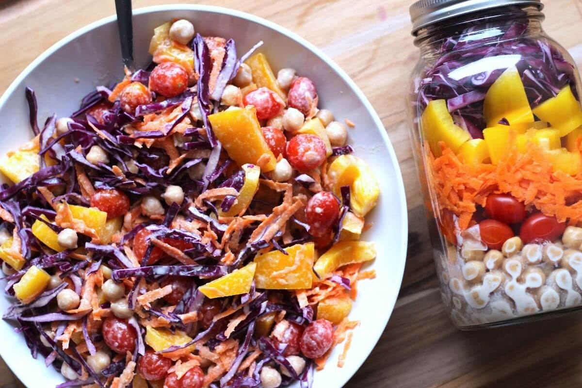 20 Meal Ideas to Help Clients Manage Acne: Rainbow Chopped Salad Jars