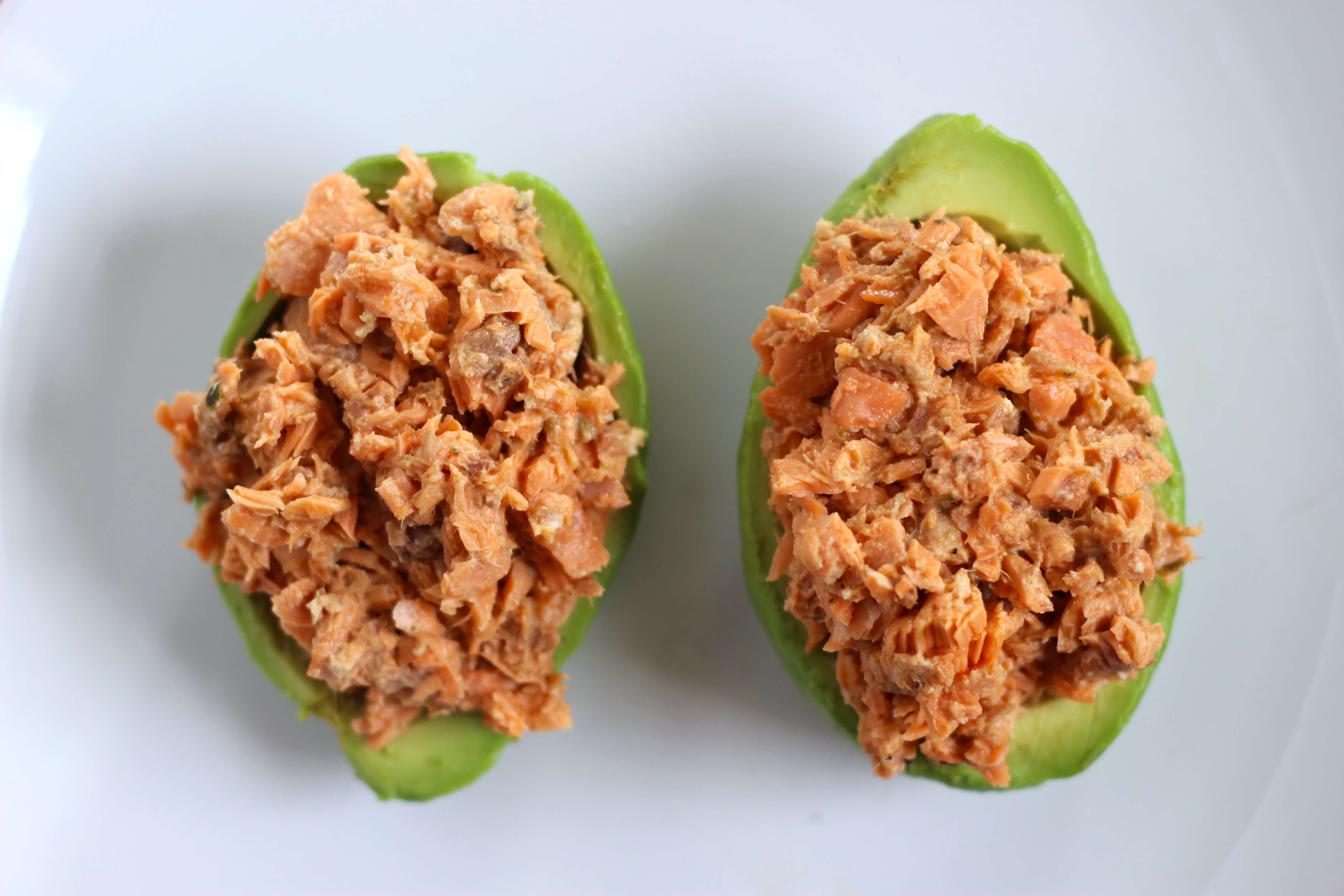 20 Meal Ideas to Help Clients with Eczema: Salmon Stuffed Avocado Boats