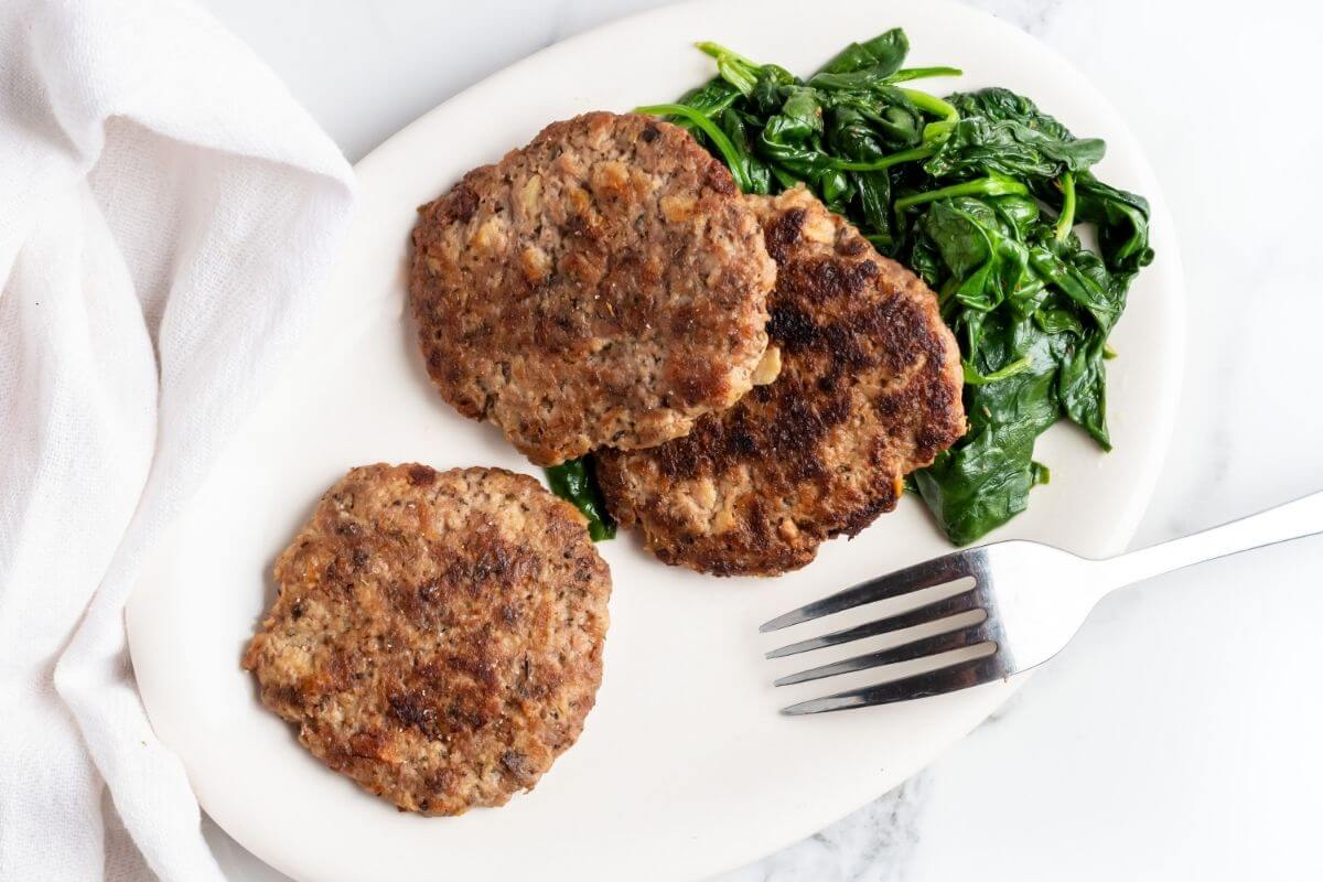 20 Meal Ideas to Help Clients with Eczema: Apple Turkey Sausage Patties with Sauteed Greens