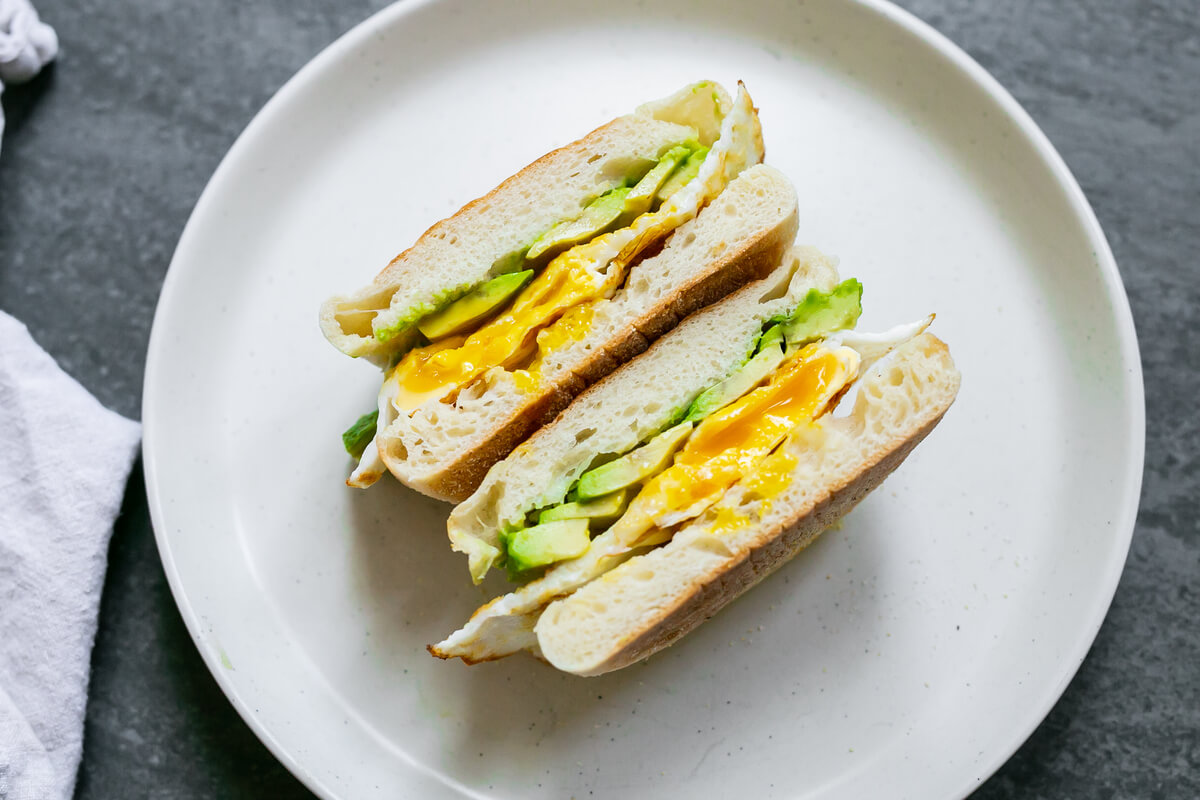 20 Low Oxalate Meals Your Clients Will Love: Fried Egg & Avocado English Muffin Sandwich