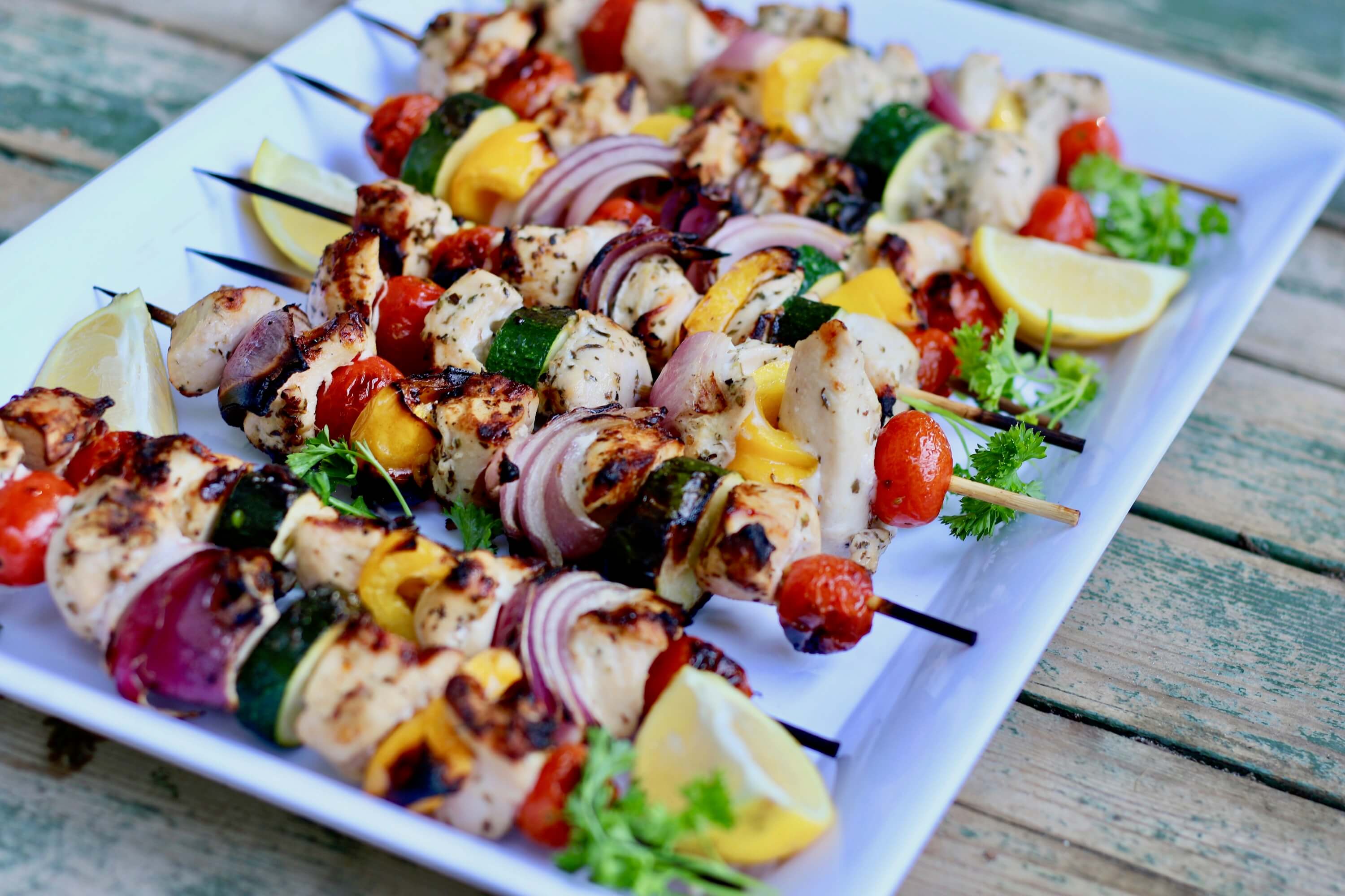 20 Meal Ideas Your Clients Can Grill This Summer: Grilled Mediterranean Chicken Kabobs
